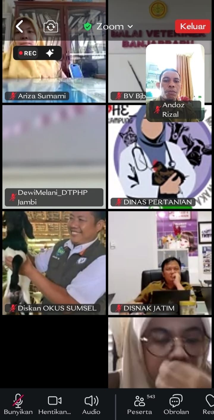 Bidang Keswan Ikuti Rapat Zoom Evaluasi Vaksinasi PMK dari Kementan