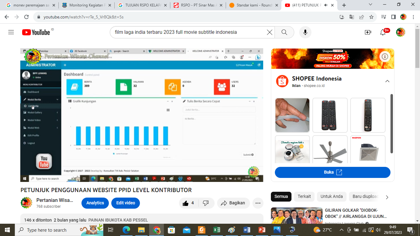 ADMIN PPID DINAS PERTANIAN LUNCURKAN VIDEO TUTORIAL ADMIN LEVEL KONTRIBUTOR 